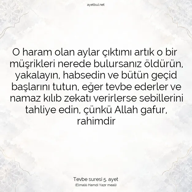 Ayetbul | Kuran Mealleri | Quran | Tevbe suresi 5. ayet