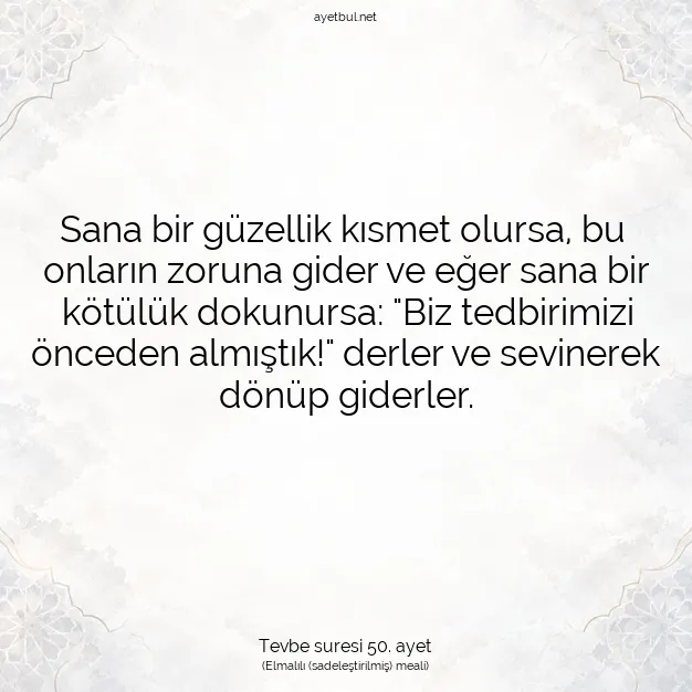 Ayetbul | Kuran Mealleri | Quran | Tevbe suresi 50. ayet