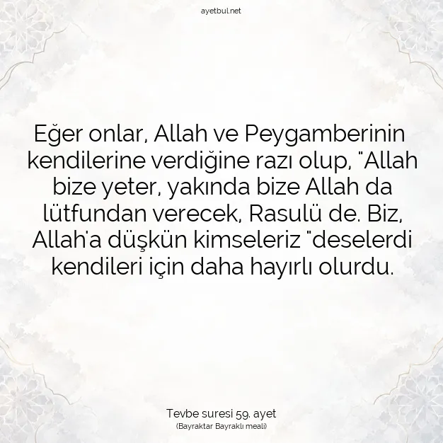 Ayetbul | Kuran Mealleri | Quran | Tevbe suresi 59. ayet