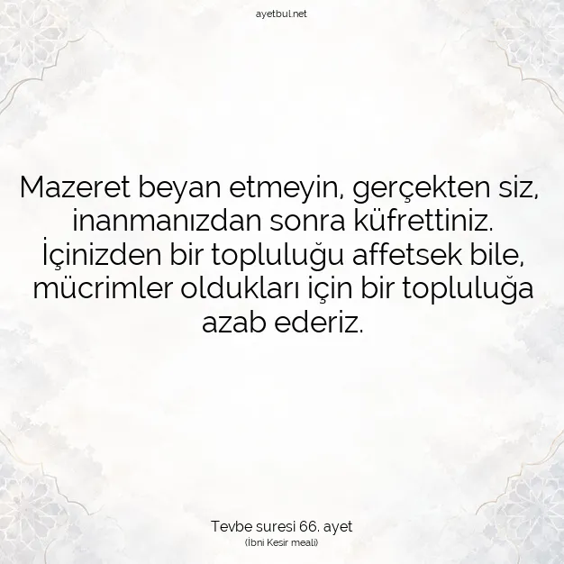 Ayetbul | Kuran Mealleri | Quran | Tevbe suresi 66. ayet