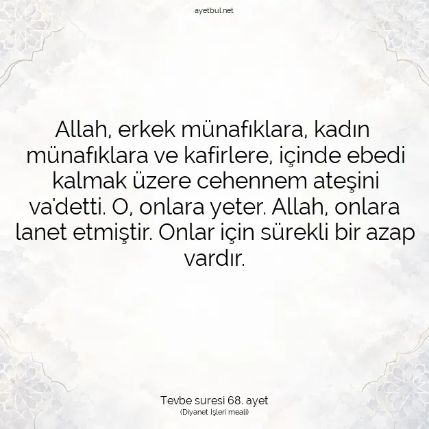 Ayetbul | Kuran Mealleri | Quran | Tevbe suresi 68. ayet