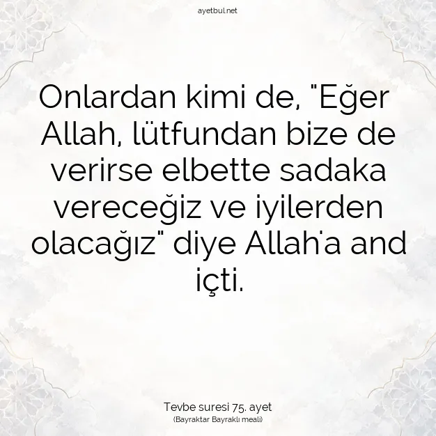 Ayetbul | Kuran Mealleri | Quran | Tevbe suresi 75. ayet