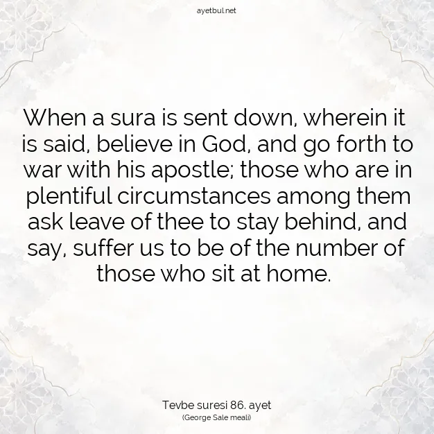 Ayetbul | Kuran Mealleri | Quran | Tevbe suresi 86. ayet