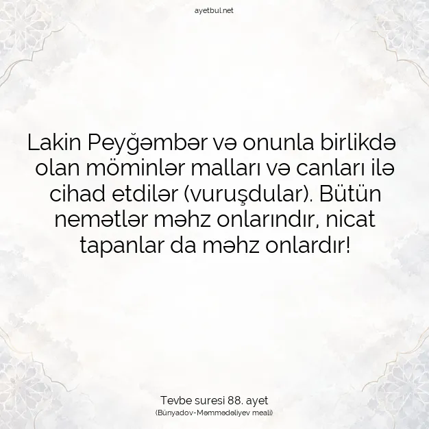 Ayetbul | Kuran Mealleri | Quran | Tevbe suresi 88. ayet