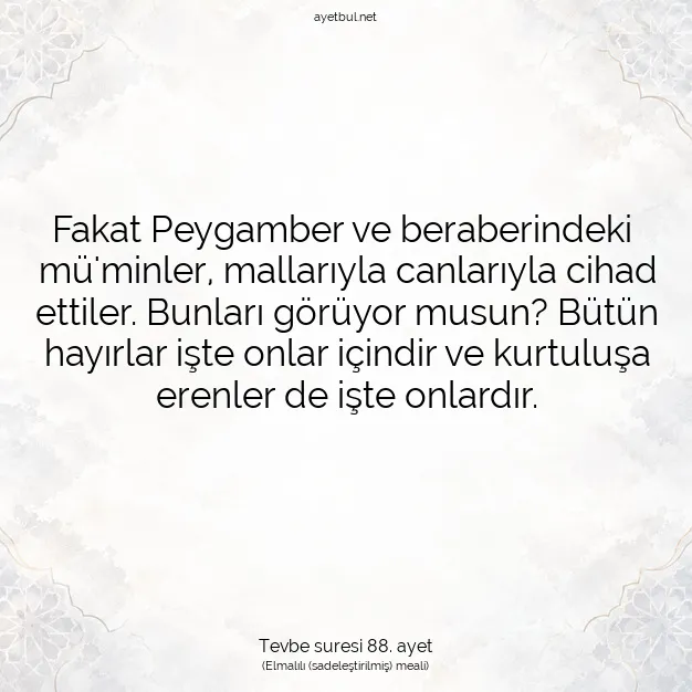 Ayetbul | Kuran Mealleri | Quran | Tevbe suresi 88. ayet