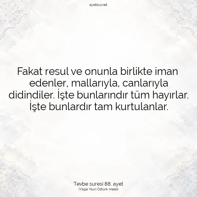 Ayetbul | Kuran Mealleri | Quran | Tevbe suresi 88. ayet