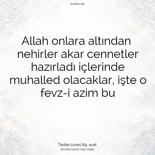 Ayetbul | Kuran Mealleri | Quran | Tevbe suresi 89. ayet