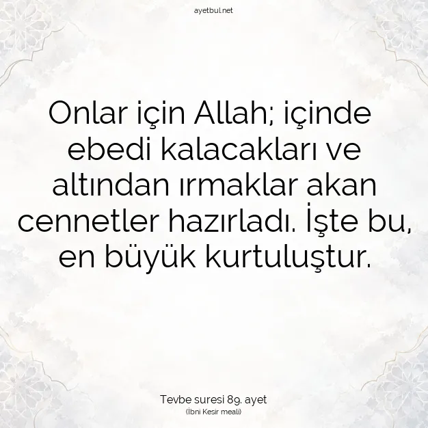 Ayetbul | Kuran Mealleri | Quran | Tevbe suresi 89. ayet