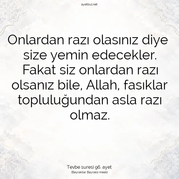 Ayetbul | Kuran Mealleri | Quran | Tevbe suresi 96. ayet
