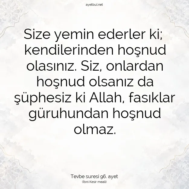 Ayetbul | Kuran Mealleri | Quran | Tevbe suresi 96. ayet