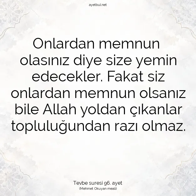 Ayetbul | Kuran Mealleri | Quran | Tevbe suresi 96. ayet
