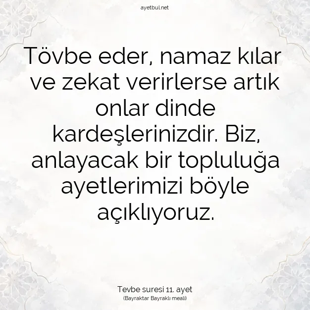 Ayetbul | Kuran Mealleri | Quran | Tevbe suresi 11. ayet