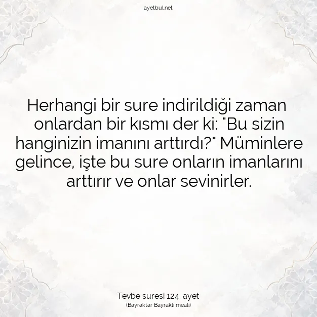Ayetbul | Kuran Mealleri | Quran | Tevbe suresi 124. ayet
