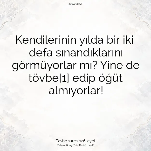 Ayetbul | Kuran Mealleri | Quran | Tevbe suresi 126. ayet