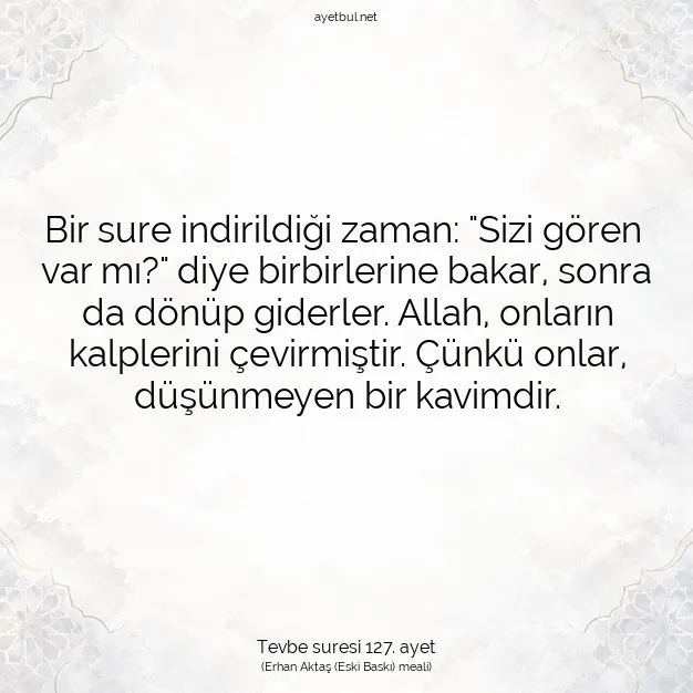 Ayetbul | Kuran Mealleri | Quran | Tevbe suresi 127. ayet