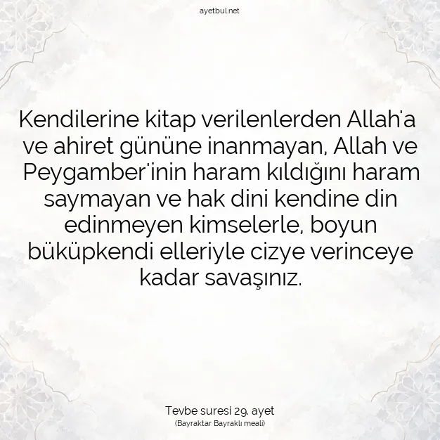 Ayetbul | Kuran Mealleri | Quran | Tevbe suresi 29. ayet