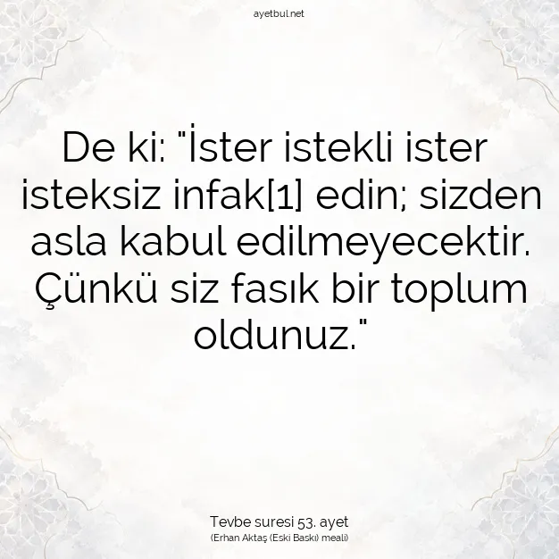 Ayetbul | Kuran Mealleri | Quran | Tevbe suresi 53. ayet