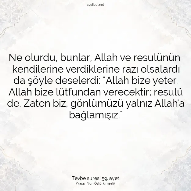 Ayetbul | Kuran Mealleri | Quran | Tevbe suresi 59. ayet