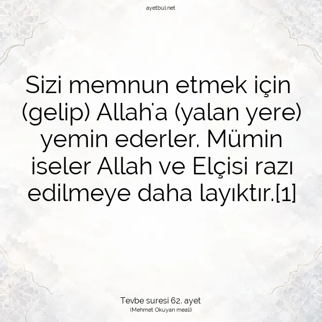 Ayetbul | Kuran Mealleri | Quran | Tevbe suresi 62. ayet