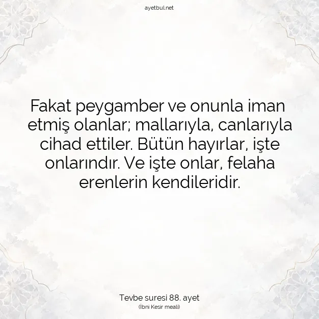 Ayetbul | Kuran Mealleri | Quran | Tevbe suresi 88. ayet