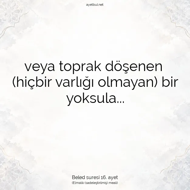 Ayetbul | Kuran Mealleri | Quran | Beled suresi 16. ayet