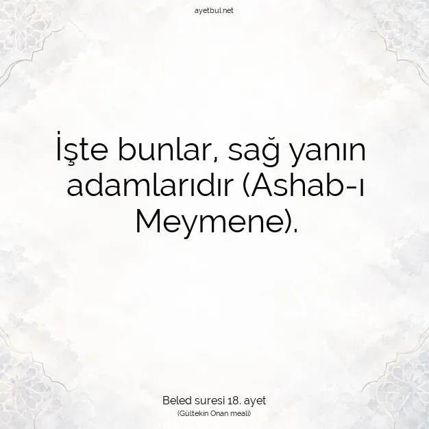 Ayetbul | Kuran Mealleri | Quran | Beled suresi 18. ayet