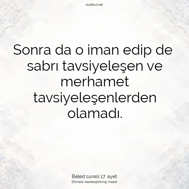 Ayetbul | Kuran Mealleri | Quran | Beled suresi 17. ayet