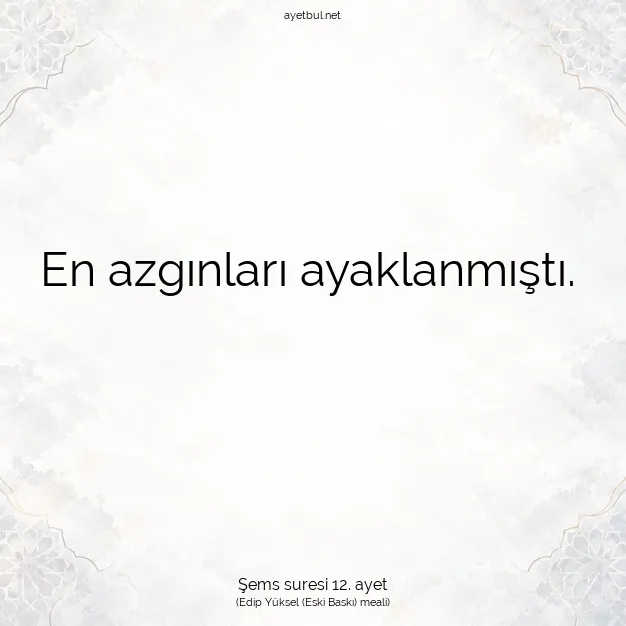 Ayetbul | Kuran Mealleri | Quran | Şems suresi 12. ayet