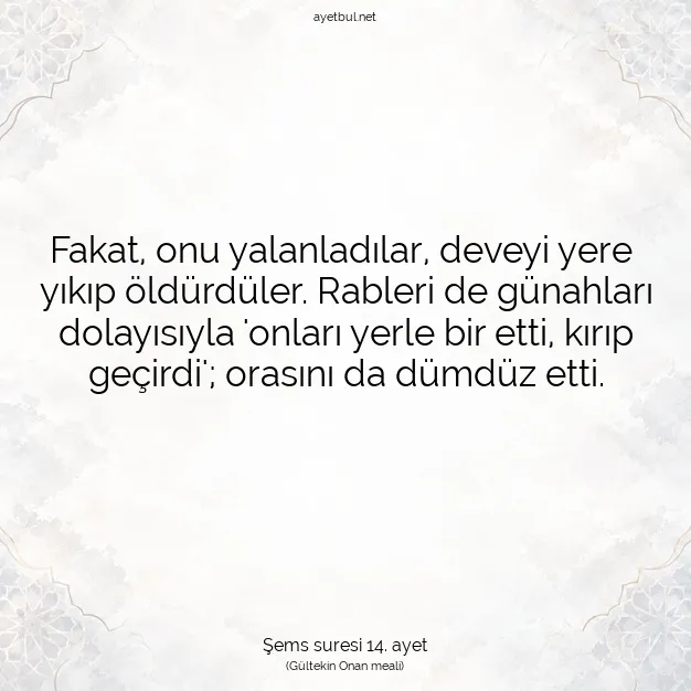 Ayetbul | Kuran Mealleri | Quran | Şems suresi 14. ayet
