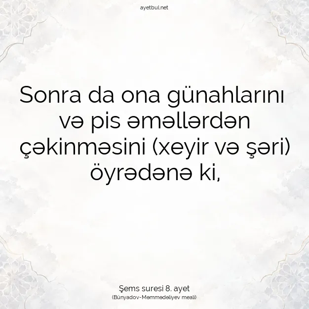 Ayetbul | Kuran Mealleri | Quran | Şems suresi 8. ayet