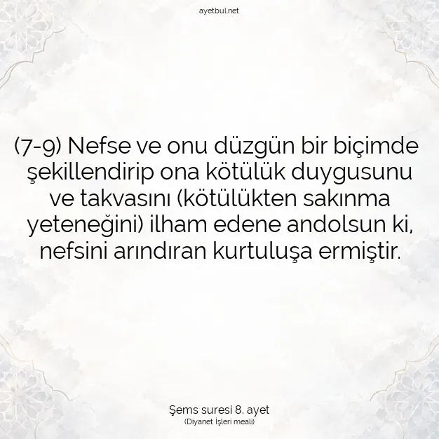 Ayetbul | Kuran Mealleri | Quran | Şems suresi 8. ayet