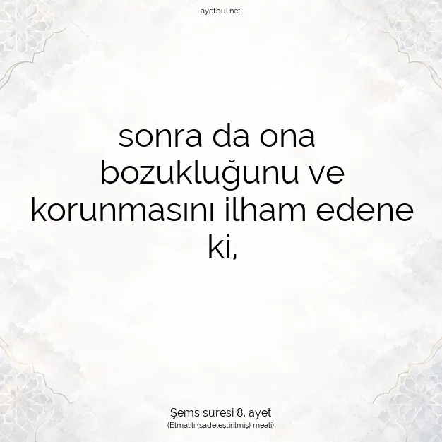 Ayetbul | Kuran Mealleri | Quran | Şems suresi 8. ayet