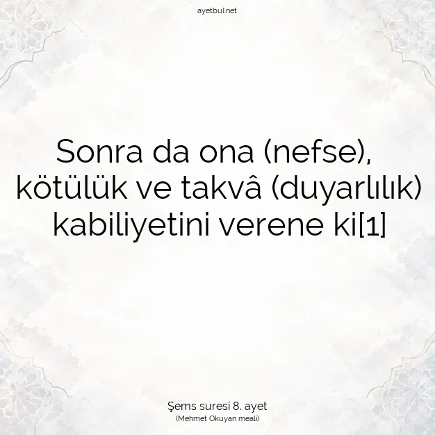 Ayetbul | Kuran Mealleri | Quran | Şems suresi 8. ayet