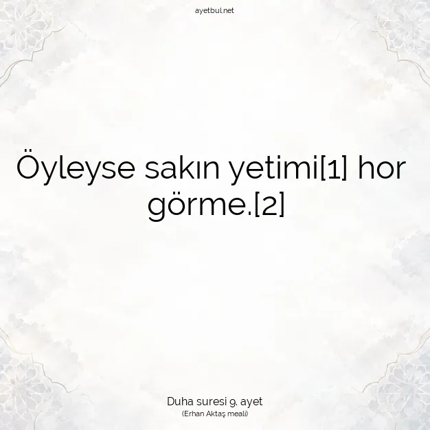 Ayetbul | Kuran Mealleri | Quran | Duha suresi 9. ayet