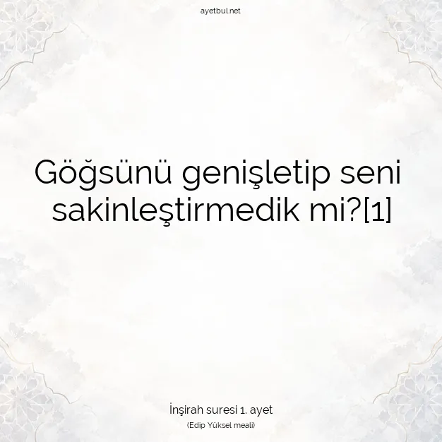 Ayetbul | Kuran Mealleri | Quran | İnşirah suresi 1. ayet