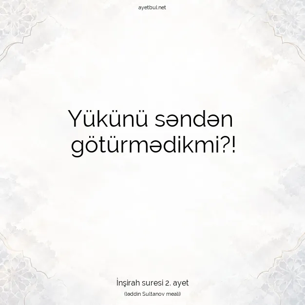 Ayetbul | Kuran Mealleri | Quran | İnşirah suresi 2. ayet