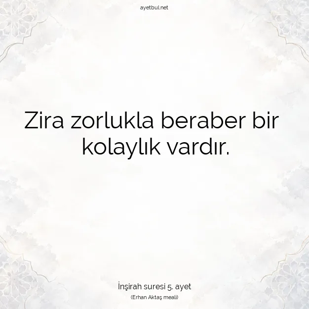 Ayetbul | Kuran Mealleri | Quran | İnşirah suresi 5. ayet