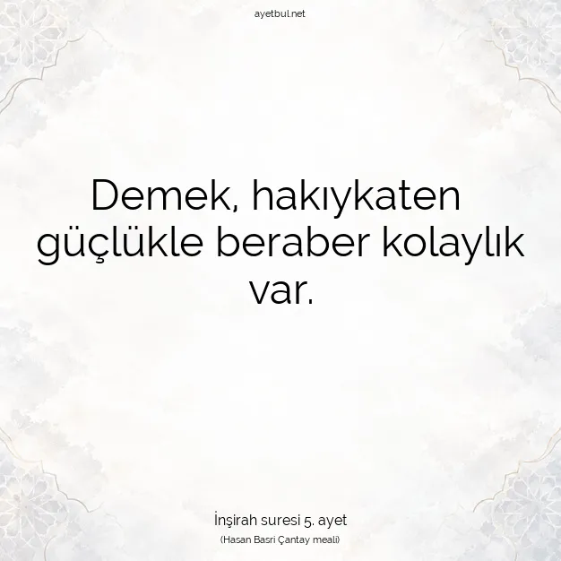 Ayetbul | Kuran Mealleri | Quran | İnşirah suresi 5. ayet