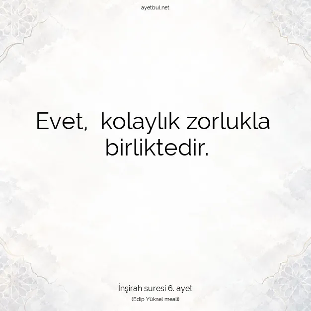 Ayetbul | Kuran Mealleri | Quran | İnşirah suresi 6. ayet