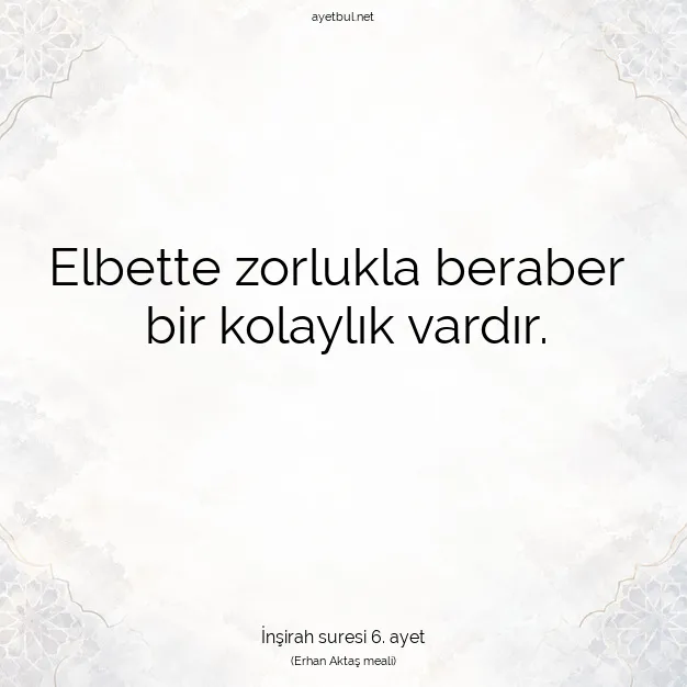 Ayetbul | Kuran Mealleri | Quran | İnşirah suresi 6. ayet