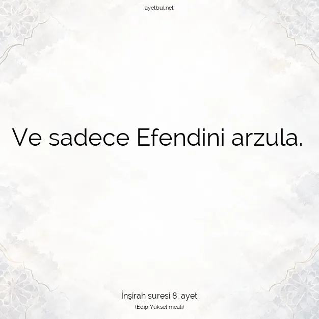 Ayetbul | Kuran Mealleri | Quran | İnşirah suresi 8. ayet