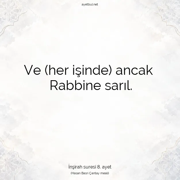 Ayetbul | Kuran Mealleri | Quran | İnşirah suresi 8. ayet