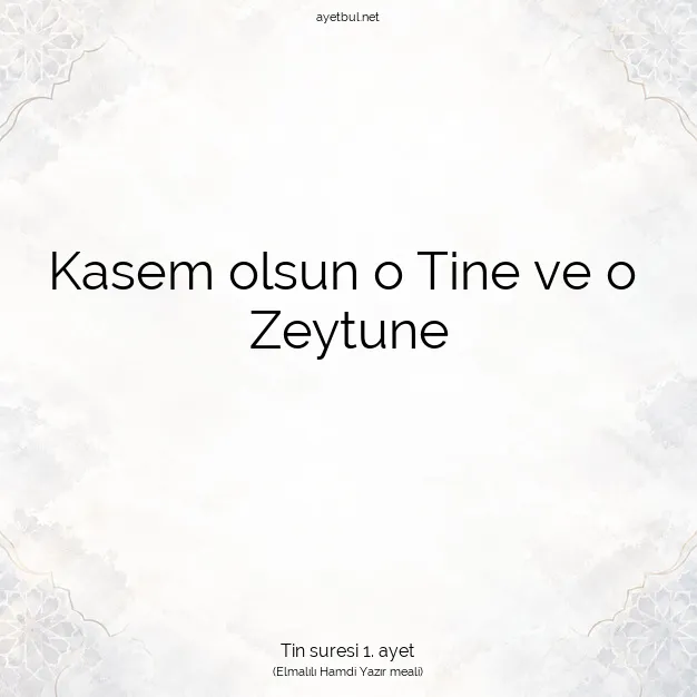 Ayetbul | Kuran Mealleri | Quran | Tin suresi 1. ayet