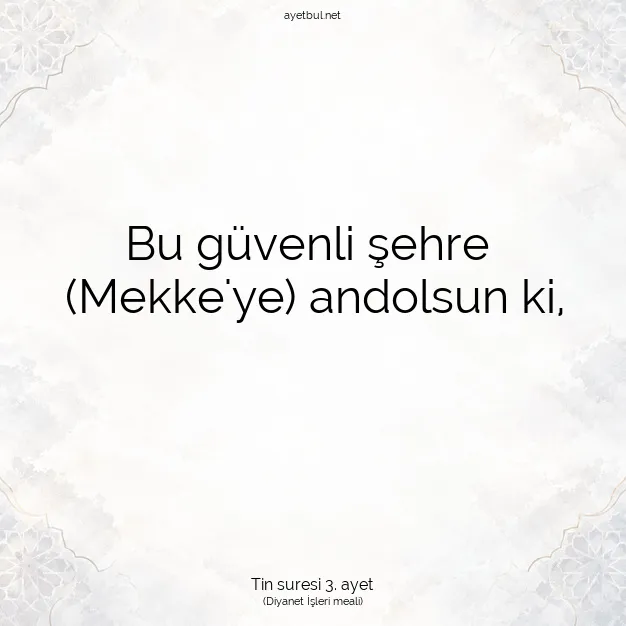 Ayetbul | Kuran Mealleri | Quran | Tin suresi 3. ayet