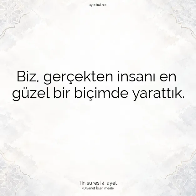 Ayetbul | Kuran Mealleri | Quran | Tin suresi 4. ayet