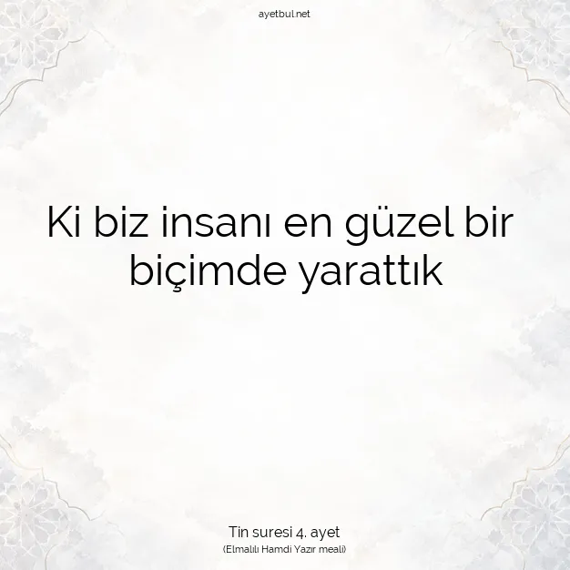 Ayetbul | Kuran Mealleri | Quran | Tin suresi 4. ayet