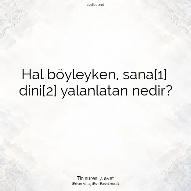 Ayetbul | Kuran Mealleri | Quran | Tin suresi 7. ayet