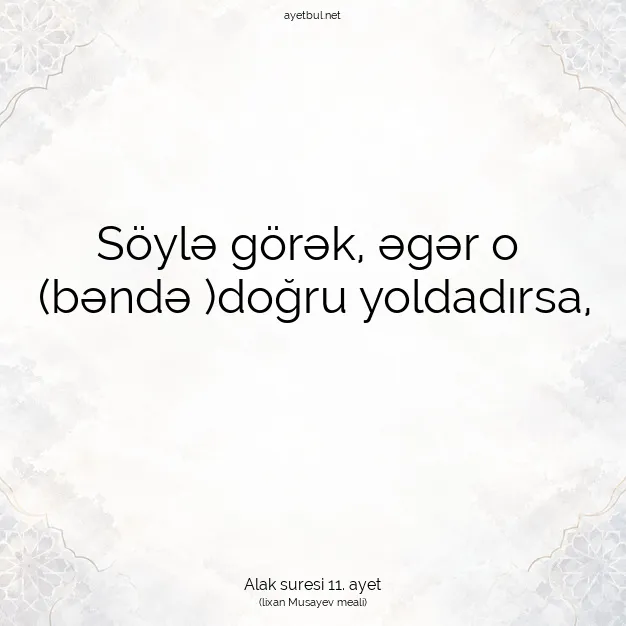 Ayetbul | Kuran Mealleri | Quran | Alak suresi 11. ayet