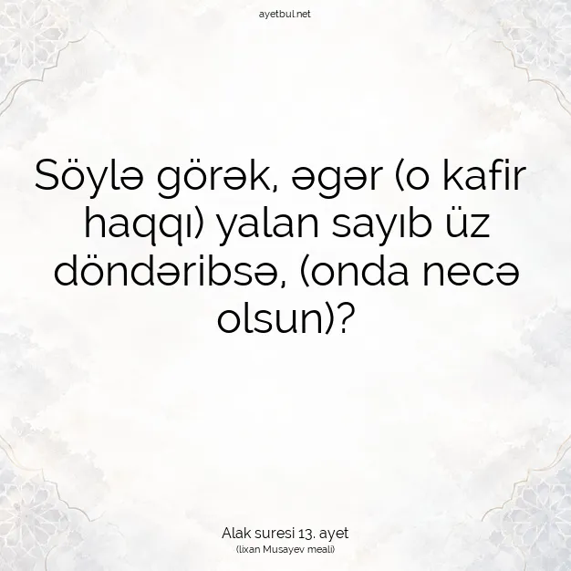 Ayetbul | Kuran Mealleri | Quran | Alak suresi 13. ayet