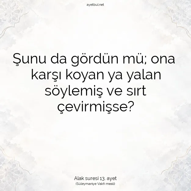 Ayetbul | Kuran Mealleri | Quran | Alak suresi 13. ayet